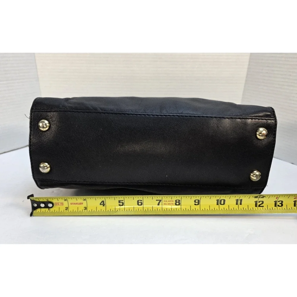 Michael Kors Purse Black Hamilton Satchel Tote Shoulder‎ Bag Gold Chain & Lock
